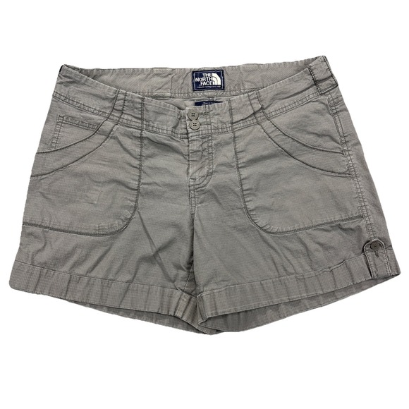 North Face Shorts Womens 10 Gray Chino Ripstop Flap Pockets‎ Hiking Stretch Camp - Picture 1 of 12